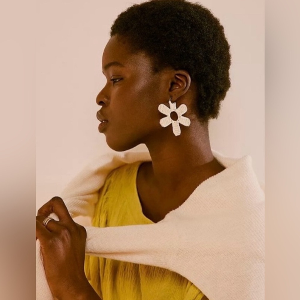 Free People Wendy Raffia Flower Earrings - NWT